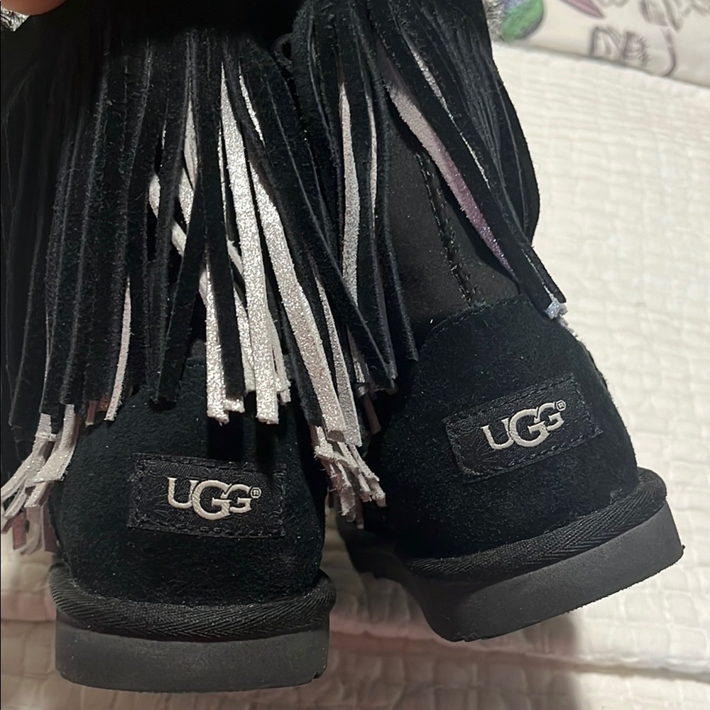 Fringe Black Suede girl Boots size 4